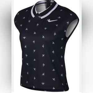 NIKE DRI-FIT BLACK BEE PRINT SLEEVELESS GOLF TENNIS SHIRT WOMENS MEDIUM